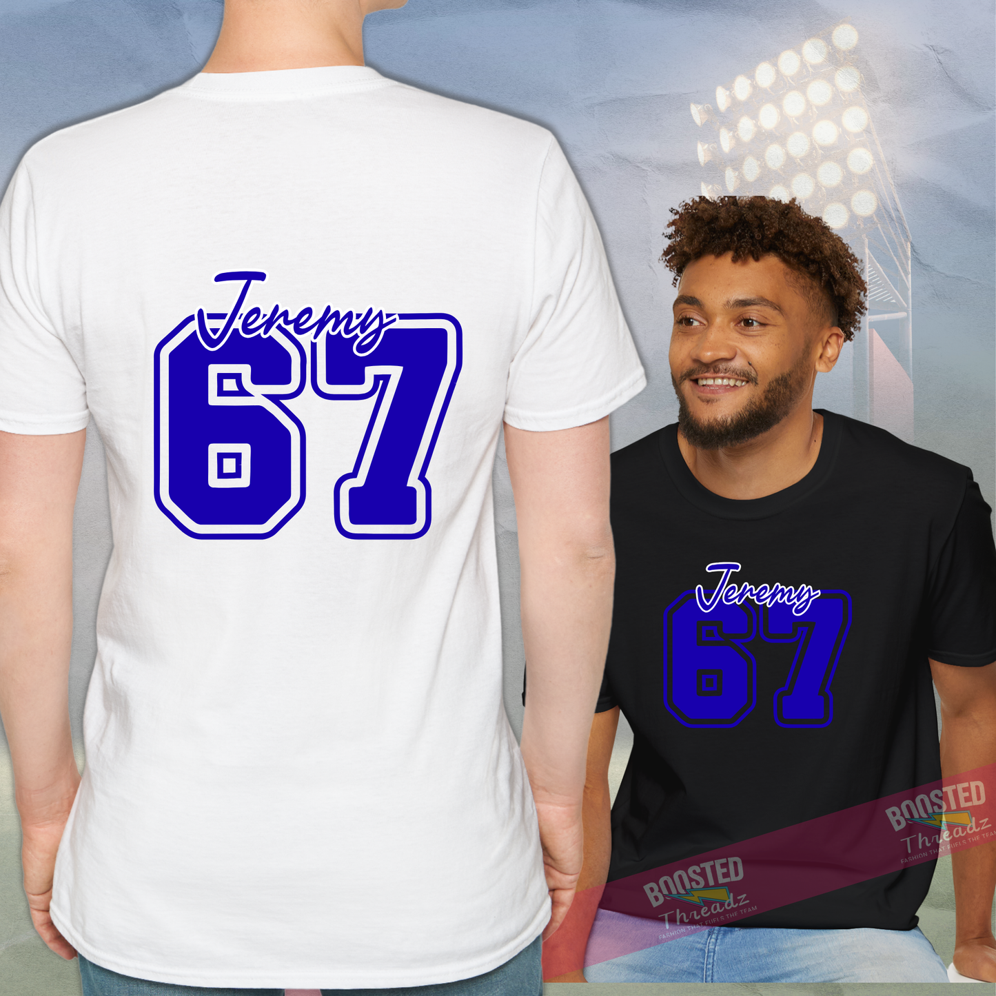 Custom Player Name & Number Tee – Personalized Front & Back Design (C7)