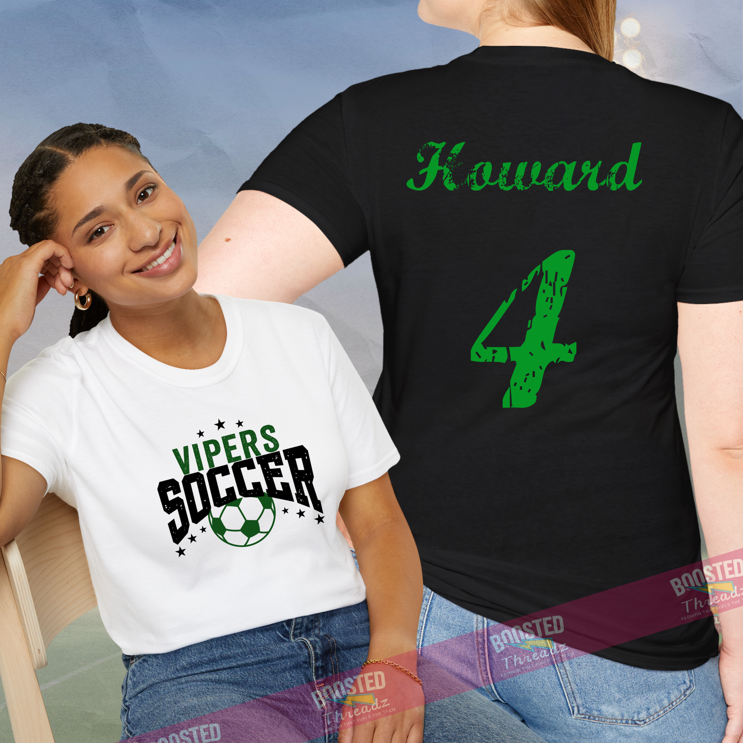 Custom Team Spirit Tee – Personalized with Name, Number & School Colors (C6)
