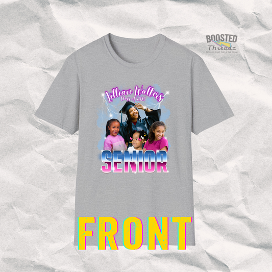 Custom Senior Photo Tee – Name & 4-Photo Design -Class of 2026 (S4)