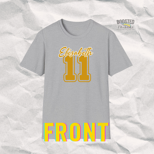 Custom Player Name & Number Tee – Personalized Front & Back Design (C7)